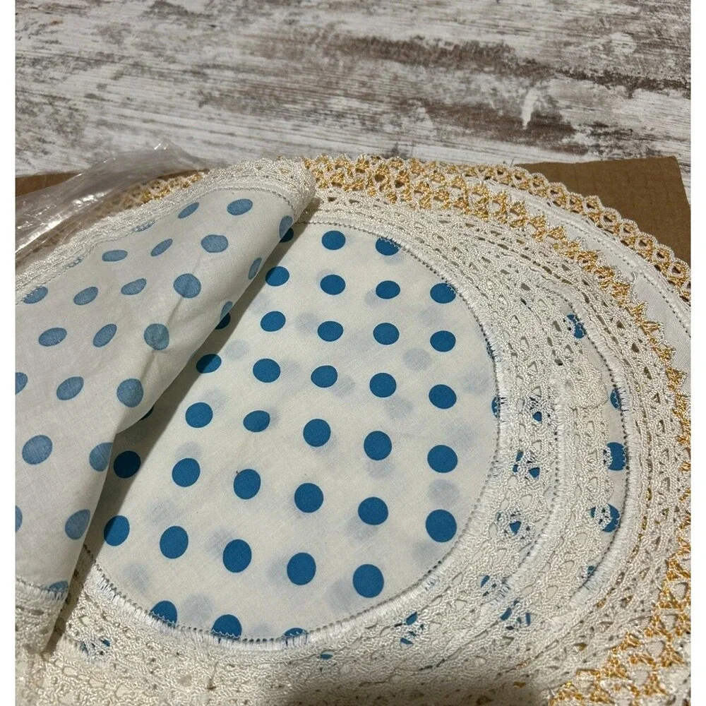 Vintage Doilies Lot Of 9 Mid Century Crochet Lace Round Some Polka Dot MCM
